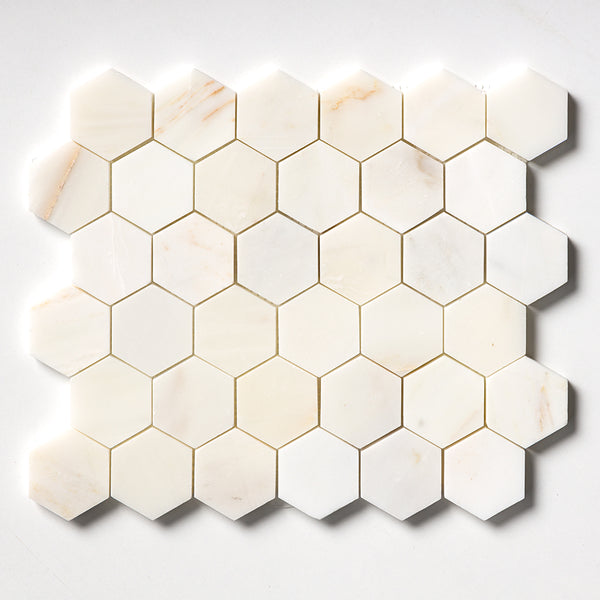 Calacatta Amber Honed Hexagon Nominal Size 2
