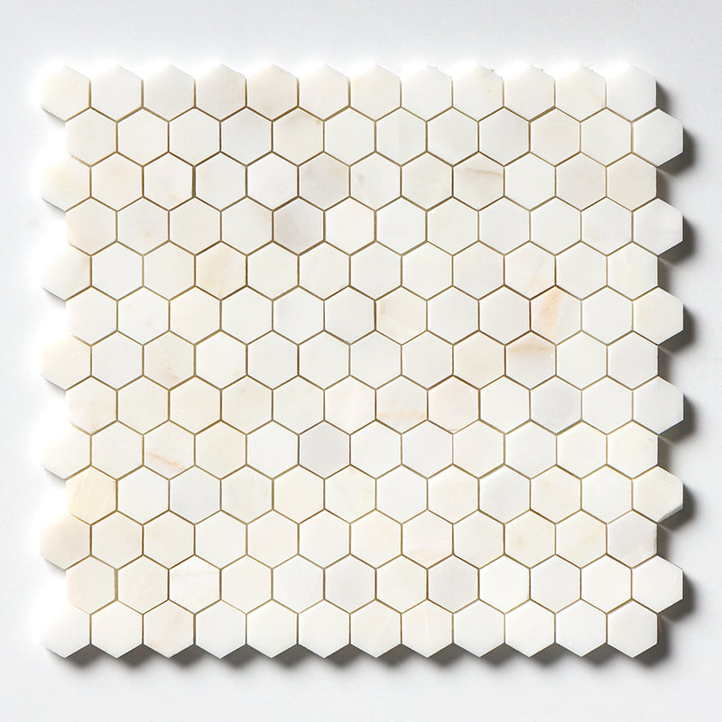 Calacatta Amber Honed Hexagon Nominal Sz 1 Marble Honed 12x12 Mosaics
