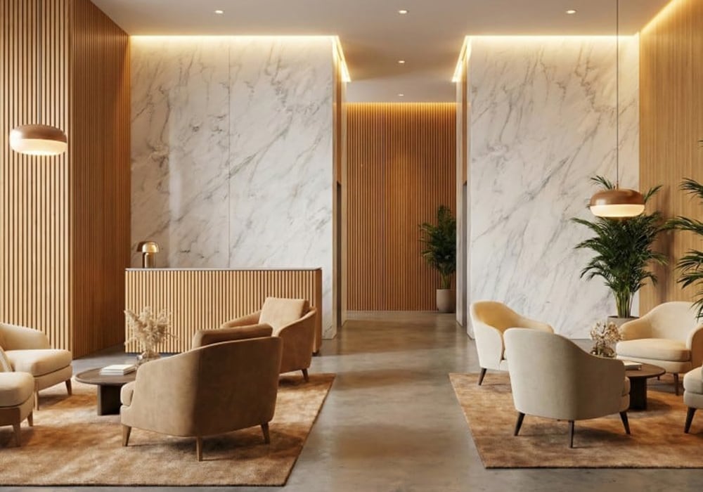 Calacatta Bella Polished Marble Slab Random 3/4 room scene