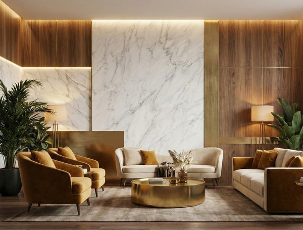 Calacatta Bella Polished Marble Slab Random 3/4 room scene 2