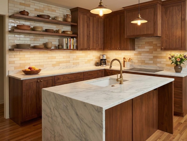Calacatta Bella Polished Marble Slab Random 3/4 room scene 3