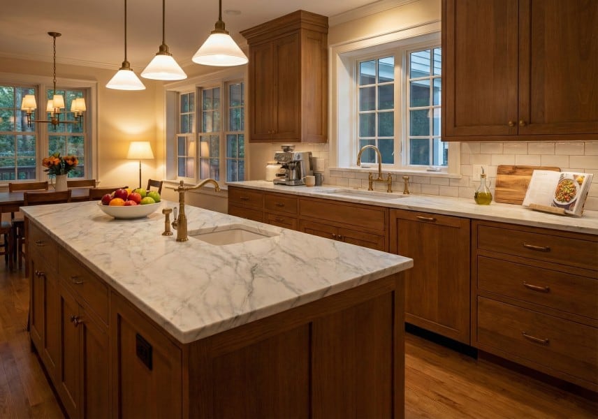 Calacatta Bella Polished Marble Slab Random 3/4 room scene 4