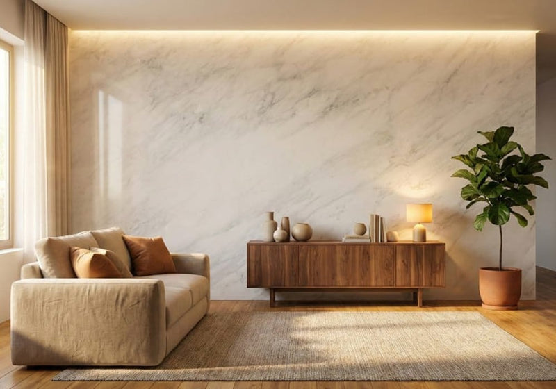 Calacatta Bella Polished Marble Slab Random 3/4 room scene 5