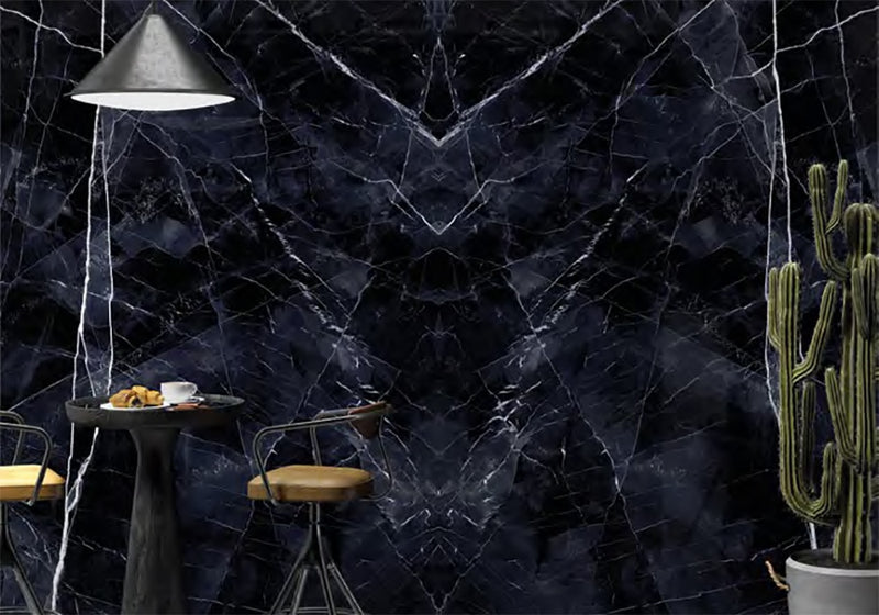 Calacatta Black A Lappato Lucido Porcelain Slab 64x128 room scene