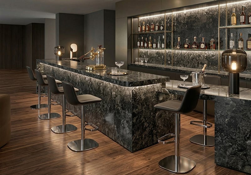 Calacatta Black Polished Marble Slab Random room scene 2