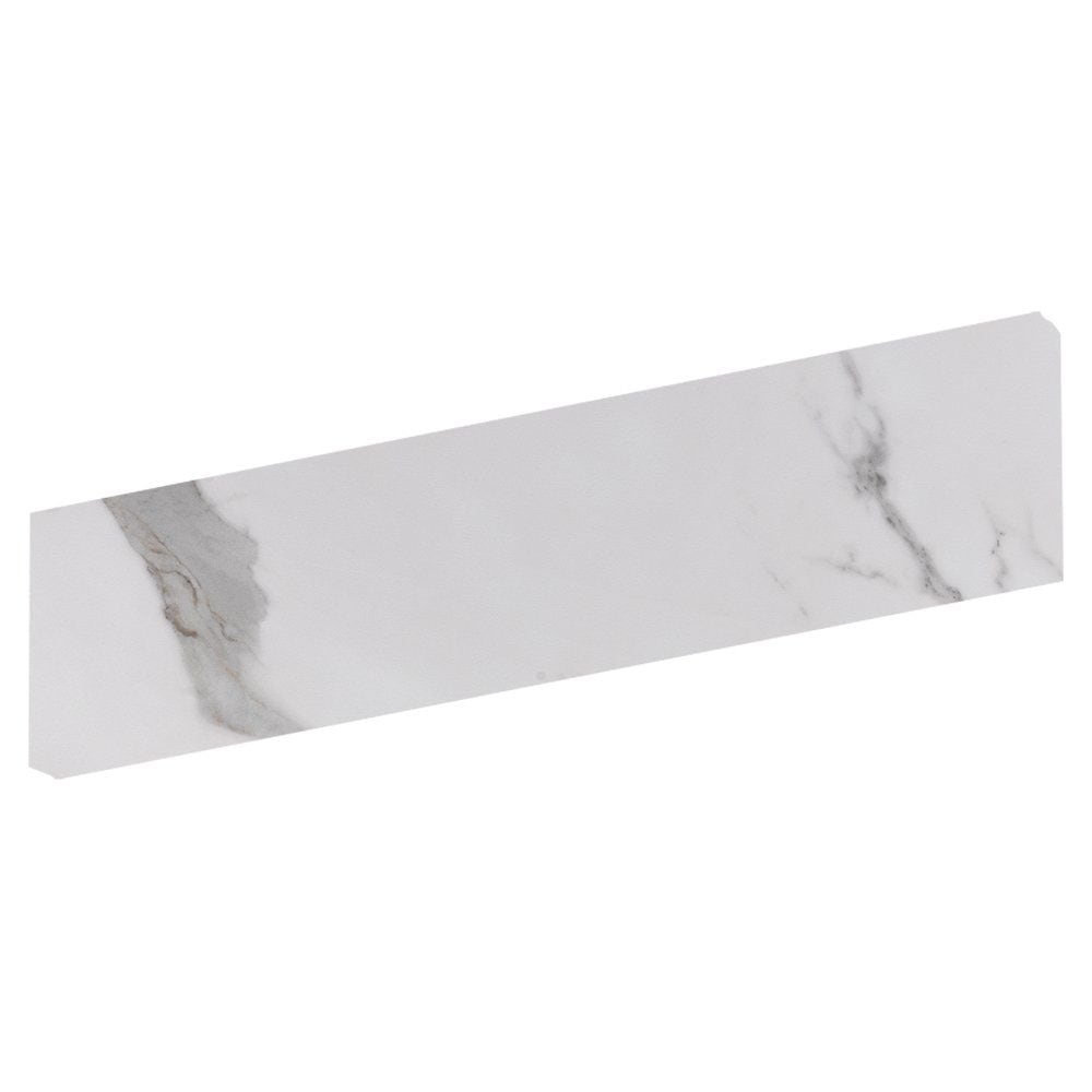 Calacatta Bright Matte Bullnose Marble Look Porcelain Base 4x24 Porcelain Matte 4x24 Base