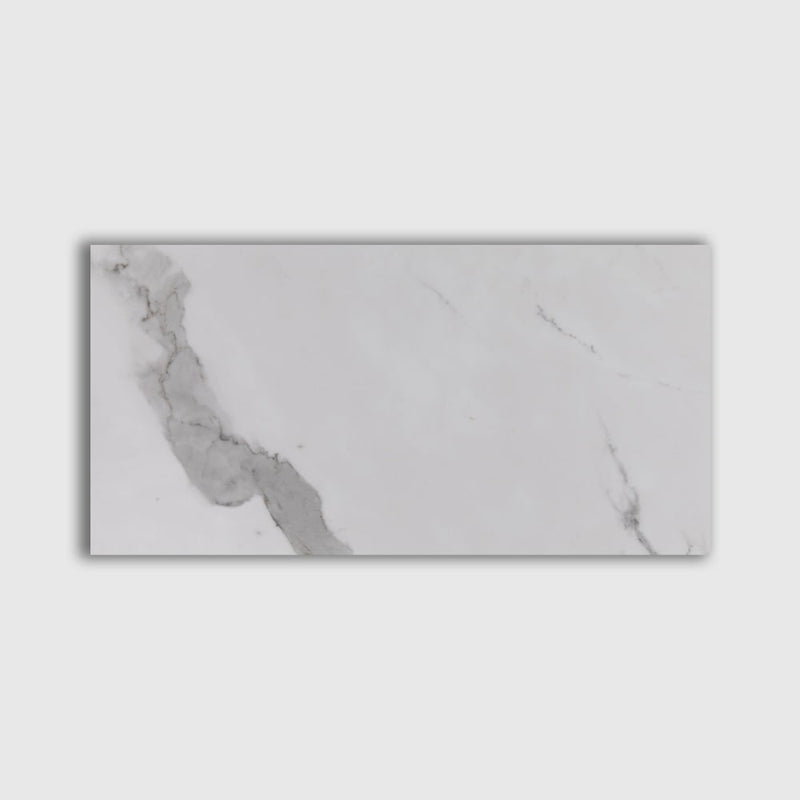 Calacatta Bright Polished Marble Look Porcelain Tiles 12x24 Porcelain Polished 12x24 Tiles
