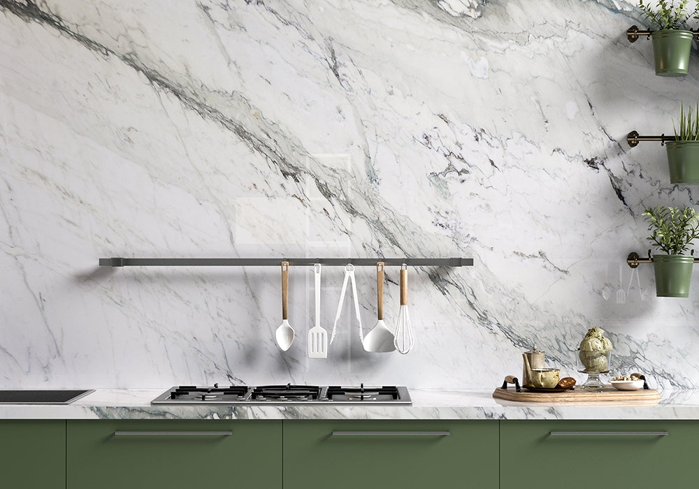 Calacatta Capraia Polished Marble Slab Random room scene