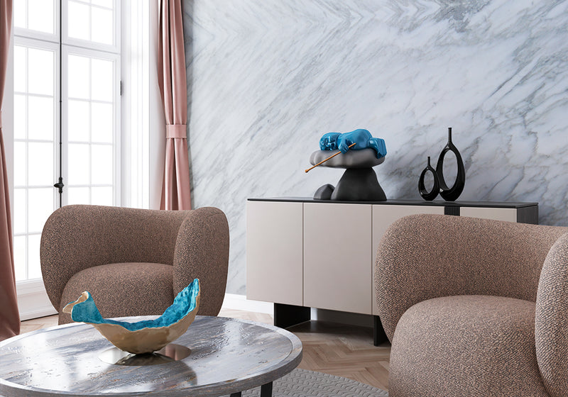 Calacatta Carrara Polished Marble Slab Random room scene