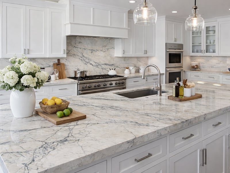 Calacatta Giotto Polished Quartzite Slab Random room scene 3
