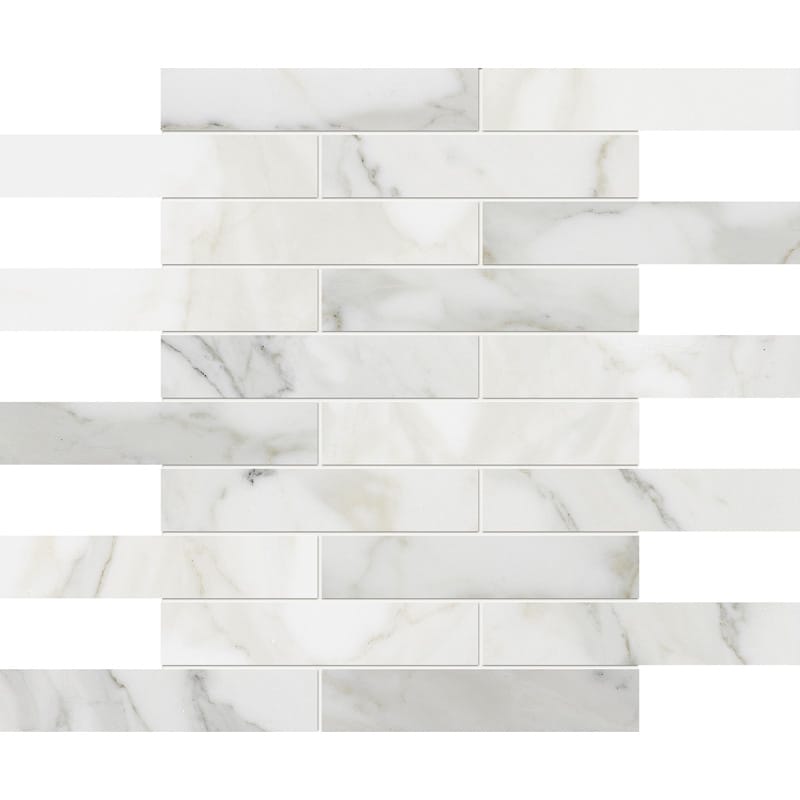 Calacatta Gold Polished 1 1/4 X 6 Marble Mosaics 12x12 Marble Polished 12x12 Mosaics