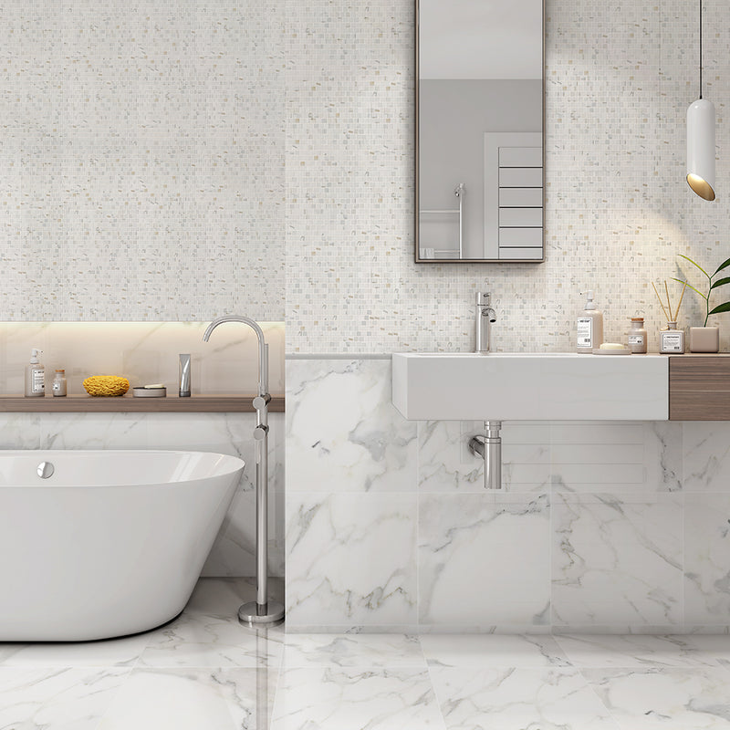 Calacatta Gold Polished 5/8x5/8 Marble Mosaics 12x12 Marble Polished 12x12 Mosaics — 2