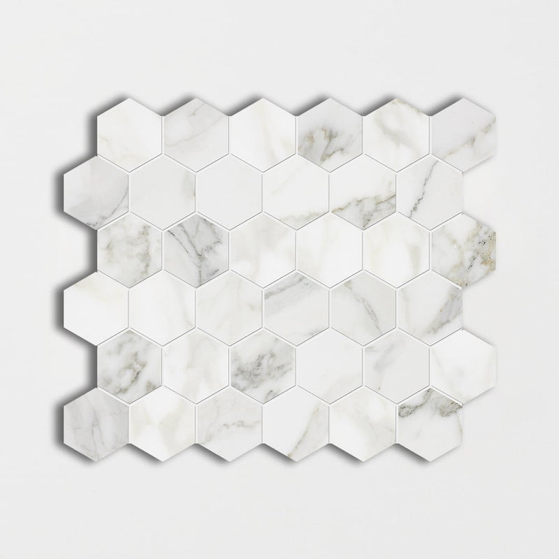 Calacatta Gold Polished Hexagon Marble Mosaics 12x12 Marble Polished 12x12 Mosaics
