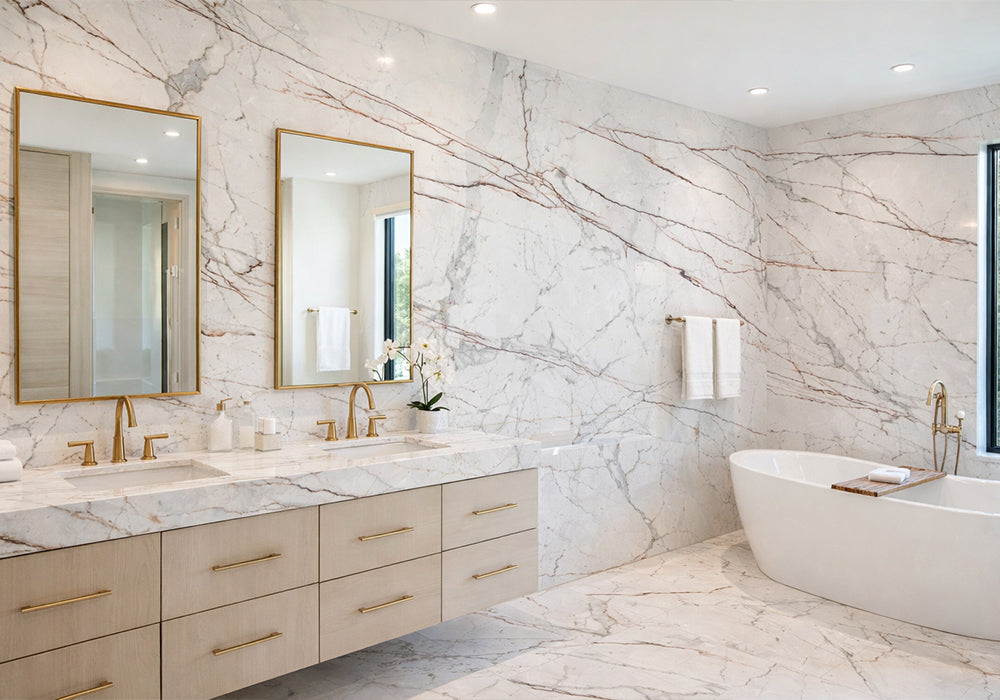 Calacatta Gold Polished Marble Slab Random 3/4 room scene 9