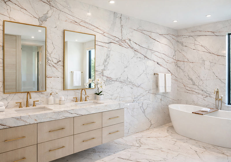 Calacatta Gold Polished Marble Slab Random 3/4 room scene 9