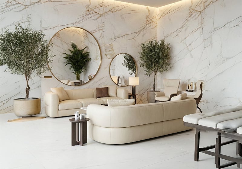 Calacatta Gold Polished Marble Slab Random 3/4 room scene 3