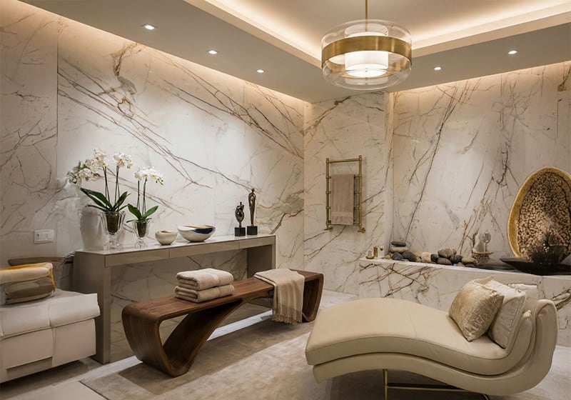 Calacatta Gold Polished Marble Slab Random 3/4 room scene 4