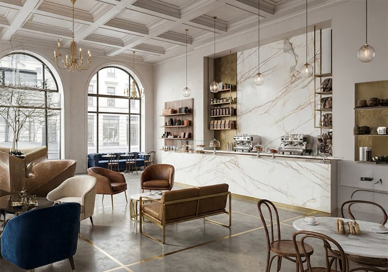 Calacatta Gold Polished Marble Slab Random 3/4 room scene 6