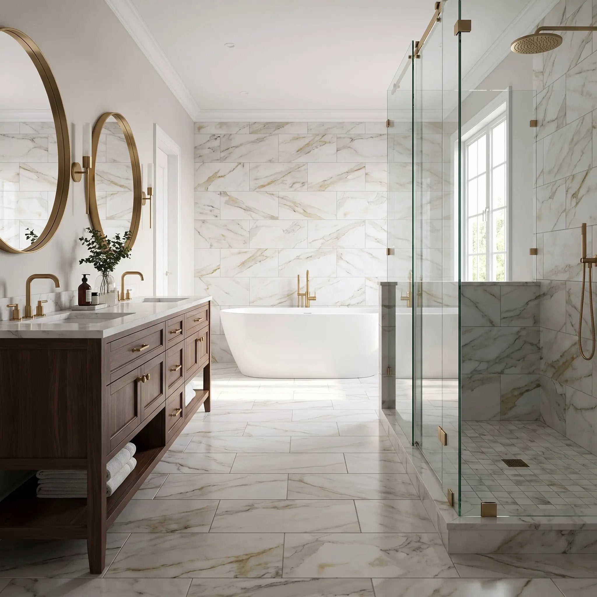 Calacatta Gold Polished Marble Tiles 12x24 by Stonetiledepot