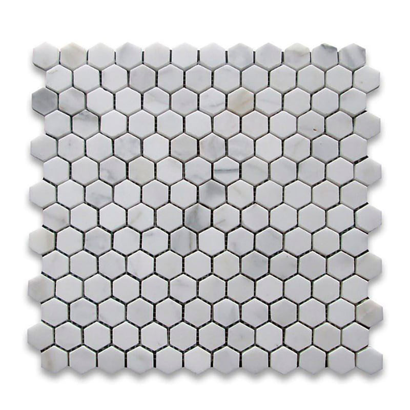 Calacatta Gold Standard Honed Hexagon 1x1 Marble Mosaics 12x12 Marble Honed 12x12 Mosaics