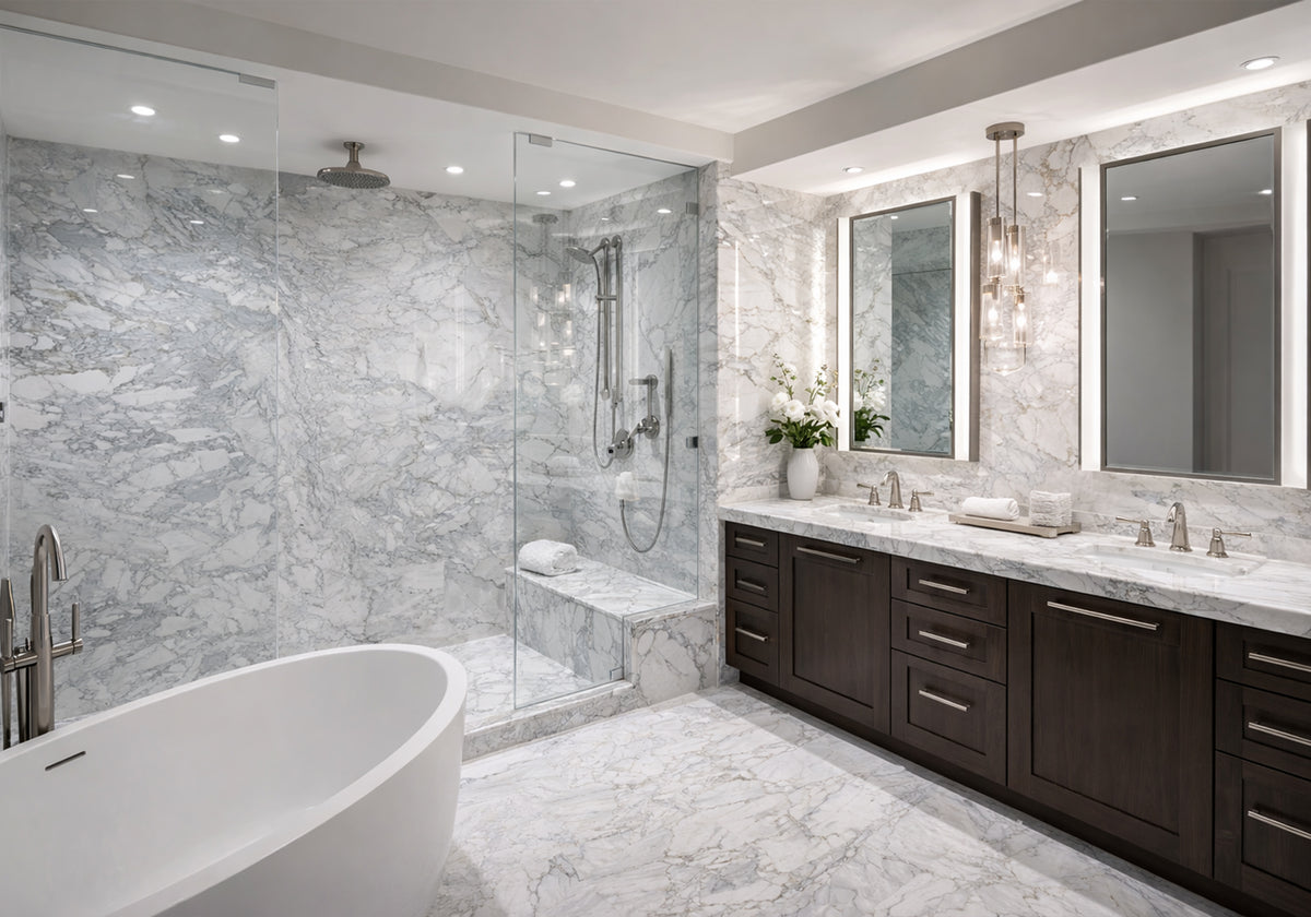 Calacatta Gold Supreme Polished Marble Slab Random 1 1/4 room scene