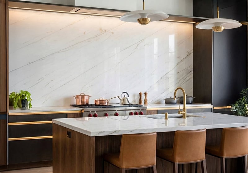 Calacatta Lincoln Polished Marble Slab Random room scene 9