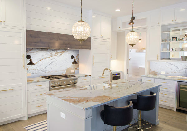 Calacatta Oro Classic Polished Marble Slab Random room scene