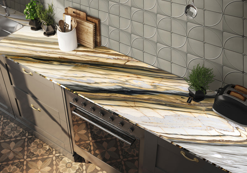 Calacatta Oyster Polished Marble Slab Random room scene 3