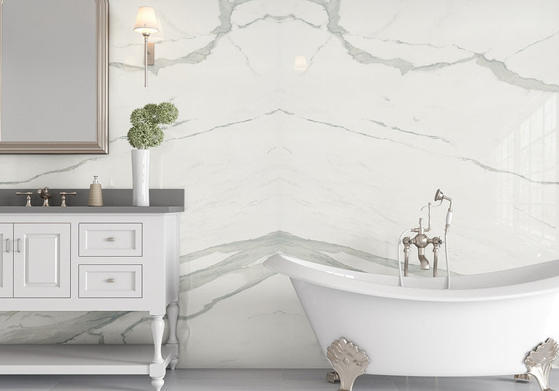 Calacatta Polished Porcelain Slab 47 1/4x94 1/2 room scene