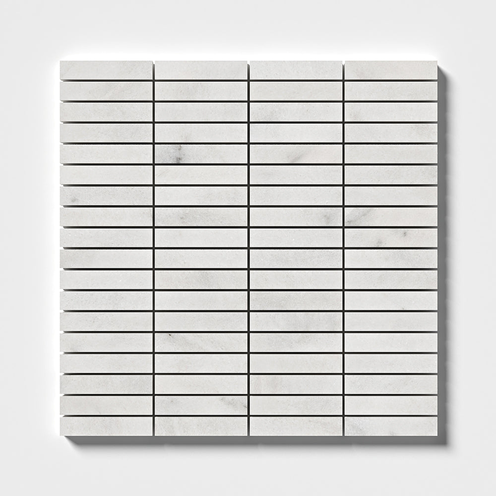 Bardiglio Light, Calacatta T Honed 5/8x3 Marble Mosaics 12x12 Marble Honed 12x12 Mosaics