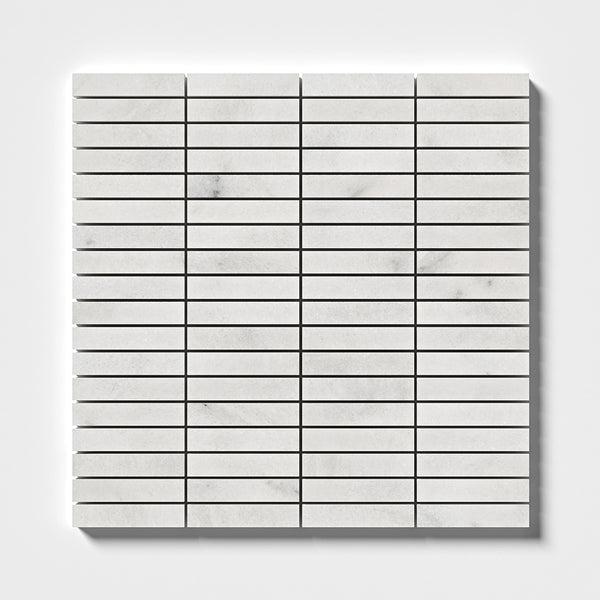 Bardiglio Light, Calacatta T Honed 5/8x3 Marble Mosaics 12x12