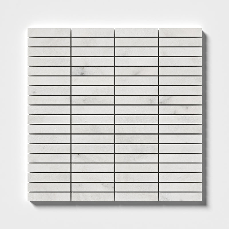 Bardiglio Light, Calacatta T Honed 5/8x3 Marble Mosaics 12x12 Marble Honed 12x12 Mosaics