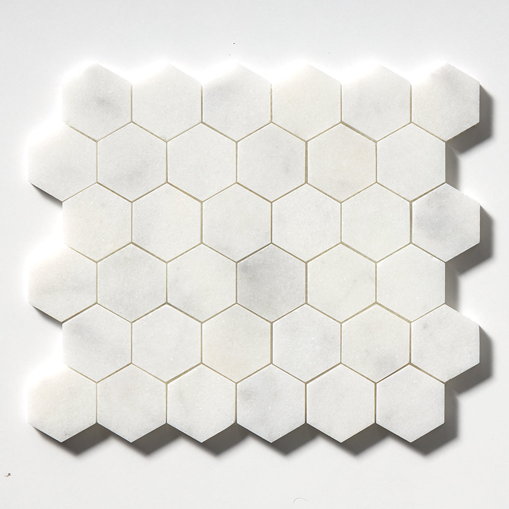 Calacatta T Honed Hexagon Marble Mosaics 10 3/8x12 Marble Honed 12x12 Mosaics