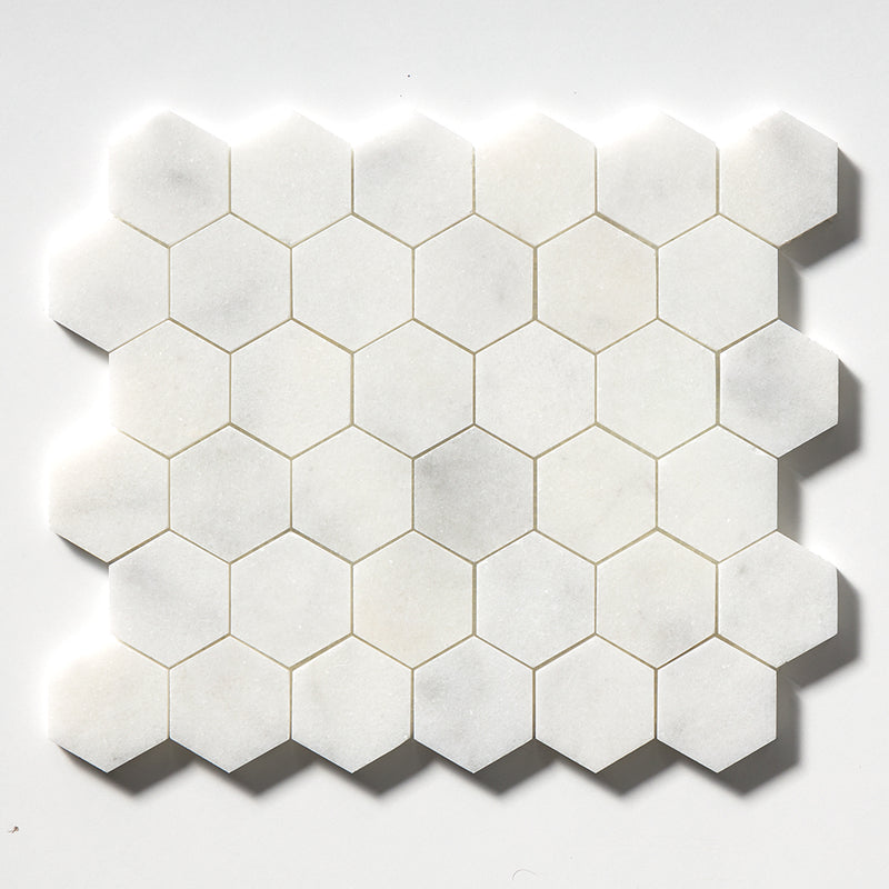 Calacatta T Honed Hexagon Marble Mosaics 10 3/8x12 Marble Honed 12x12 Mosaics