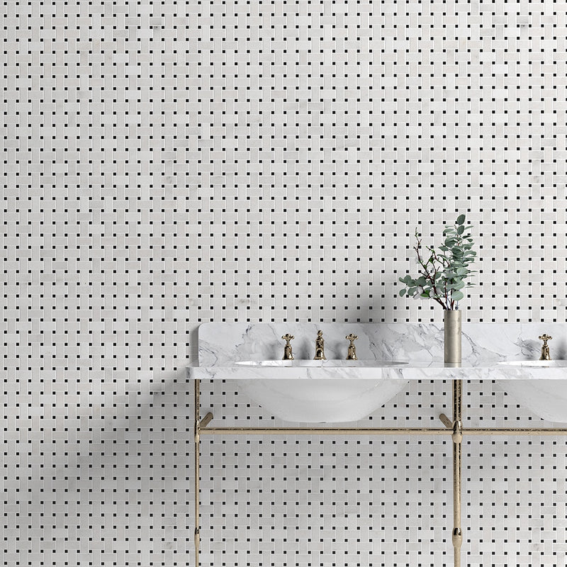 Calacatta T Honed Basket Weave Marble Mosaics 12x12 Marble Honed 12x12 Mosaics — 2