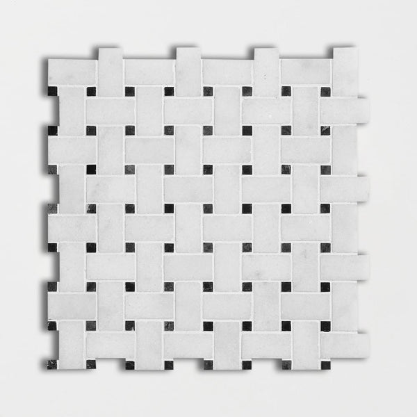 Calacatta T Honed Basket Weave Marble Mosaics 12x12