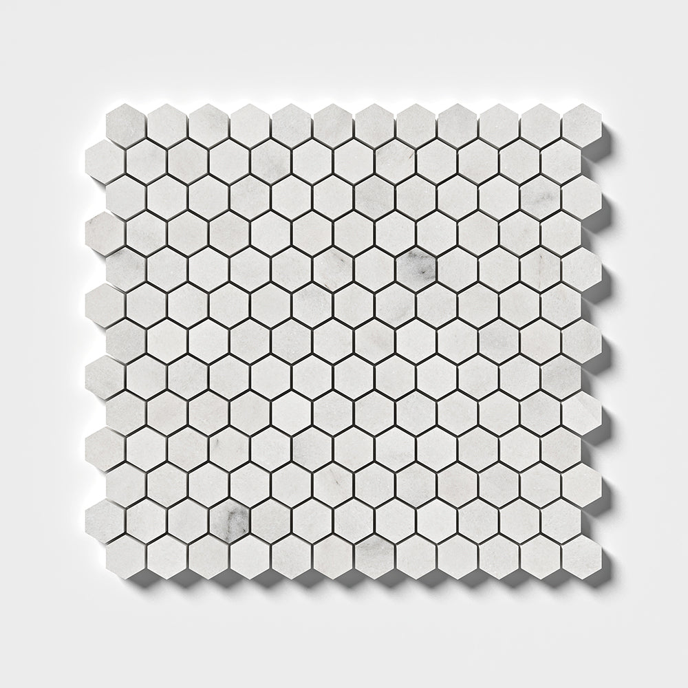 Calacatta T Honed Hexagon 1x1 Marble Mosaics 11 1/2x12 1/4 Marble Honed 12x12 Mosaics