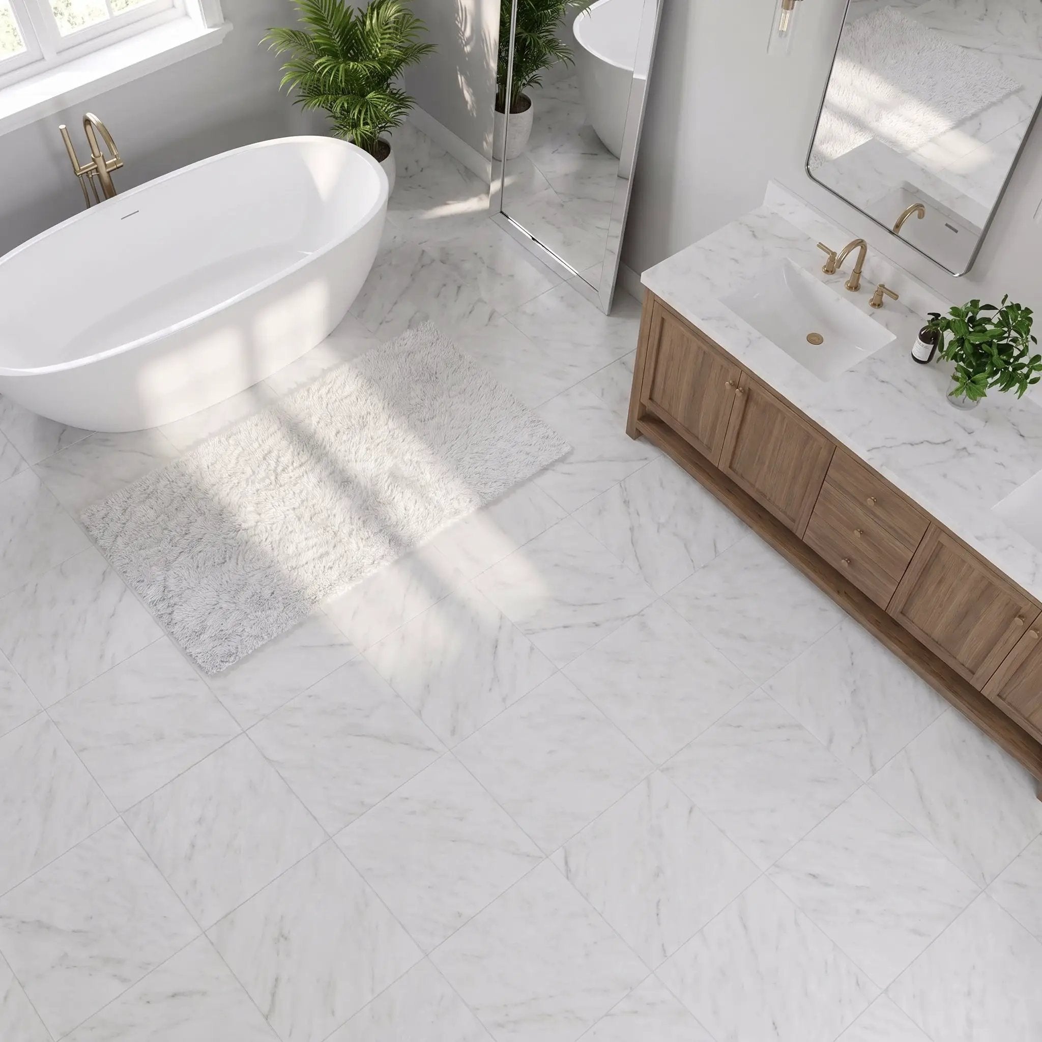 Calacatta T Honed Marble Tiles 18x18 by Stonetiledepot