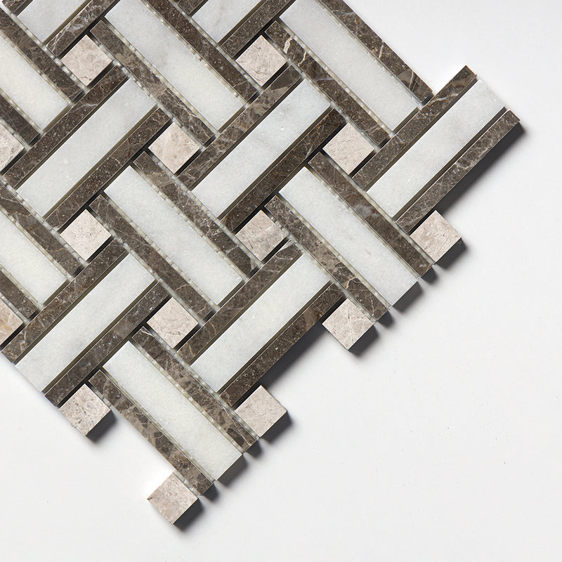 Calacatta T Polished Thin Basket Marble Mosaics 12x12 Marble Polished 12x12 Mosaics — 3