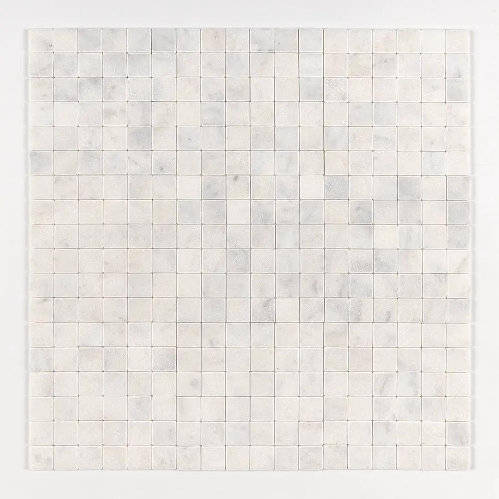 Calacatta T Tumbled 2x2 Marble Mosaics 12x12 closeup 1