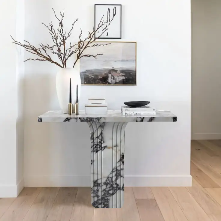 Calacatta Viola White Marble Designer Console - Polished 40x15 by GobekDesign