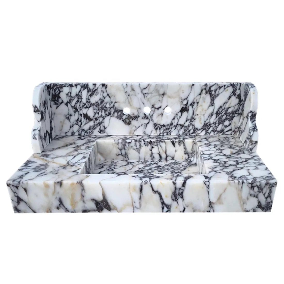 Calacatta Viola Marble Wall Mount Bathroom Sink - 40x20 Backsplash by GobekDesign