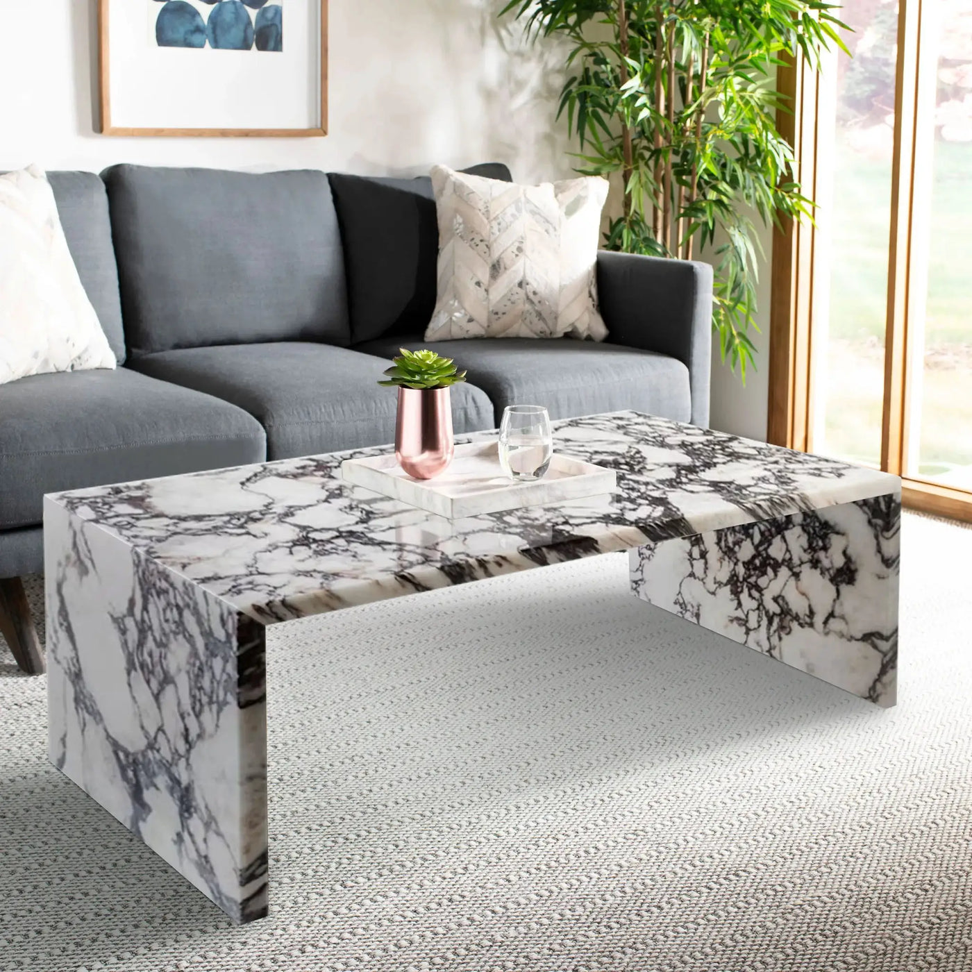 Calacatta Viola Marble Plain Design Modern Coffee Table - Polished Finish 20x36x12 by GobekDesign