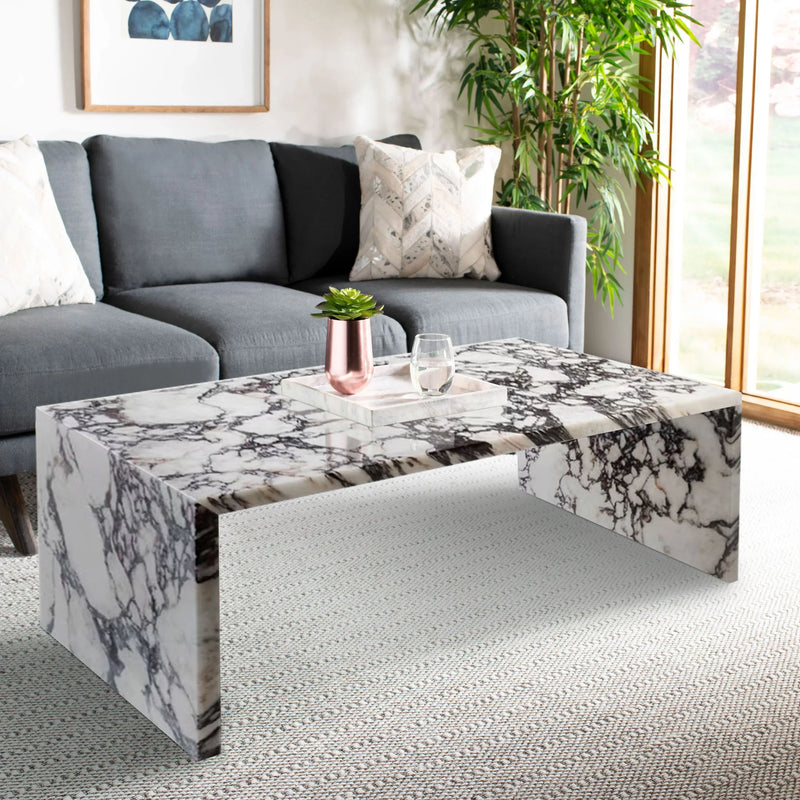 Calacatta Viola Marble Plain Design Coffee Table Polished (W)20" (L)36" (H)12" by GobekDesign