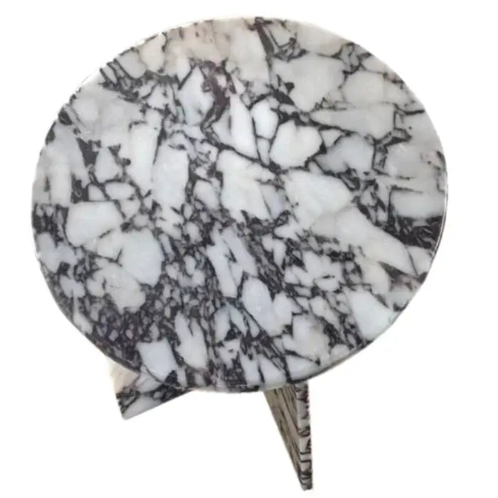 Calacatta Viola Marble Round Polished Coffee Table Modern Style 24 Inch Diameter by GobekDesign