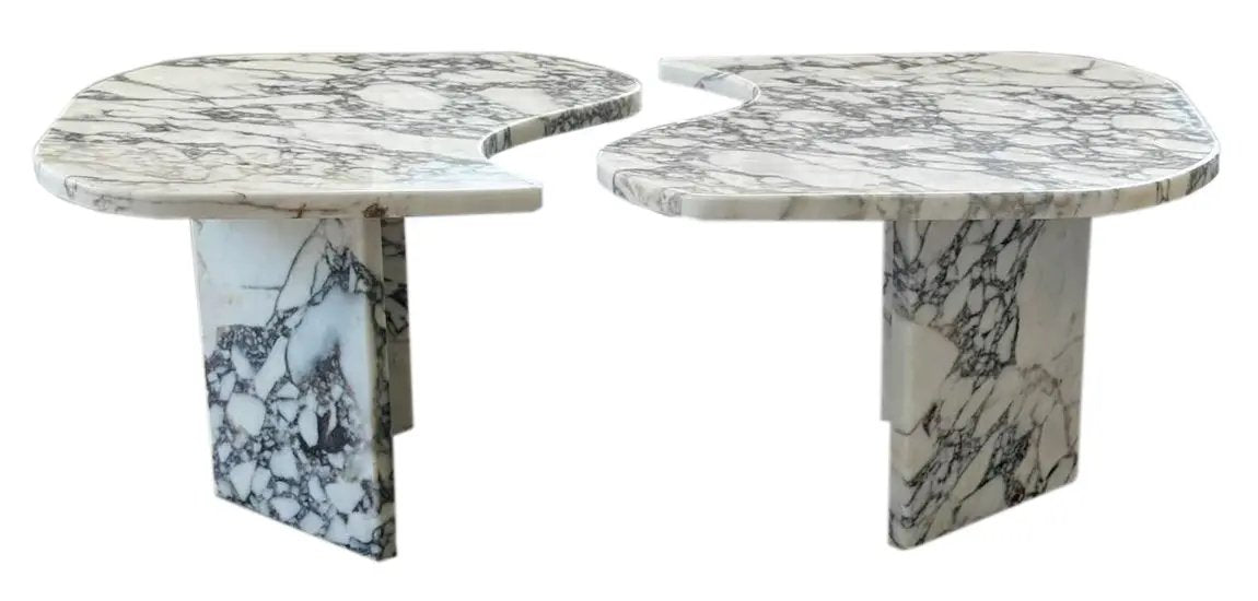 Calacatta Viola Marble Designer Coffee Table - Polished Set of 2 by GobekDesign