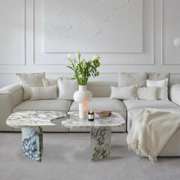 Calacatta Viola Marble Designer Coffee Table - Polished Set of 2 by GobekDesign