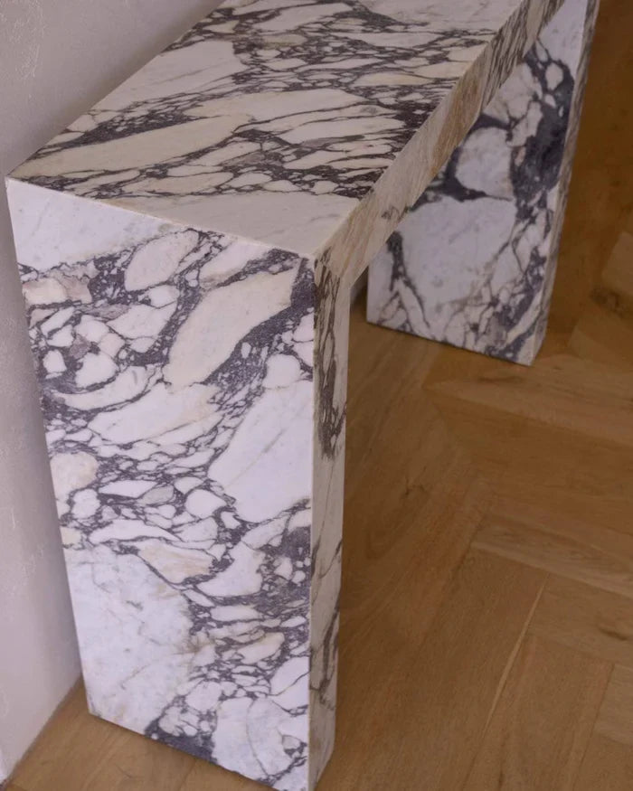 Calacatta Viola Marble Rectangular Console Polished (W)12" (L)40" (H)30" by GobekDesign