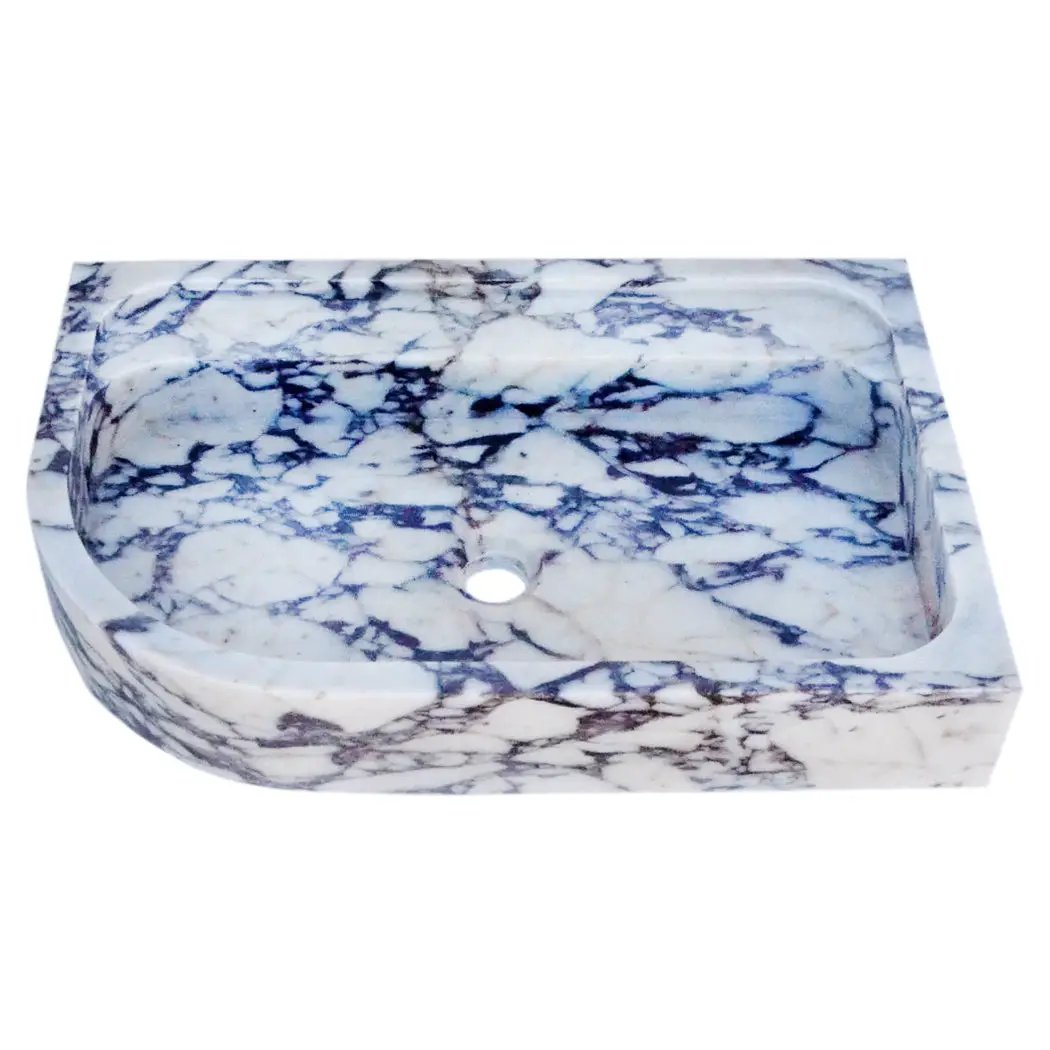 Calacatta Viola Marble Wall Mount Corner Sink 16x24 - Hand Carved by GobekDesign