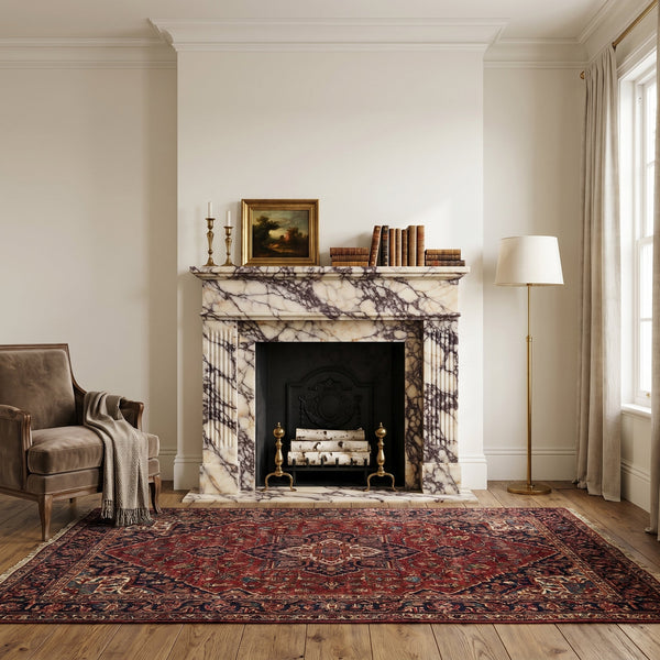 Calacatta Viola Marble Fluted Fireplace Mantel Polished White Finish 70 x 52 x 7